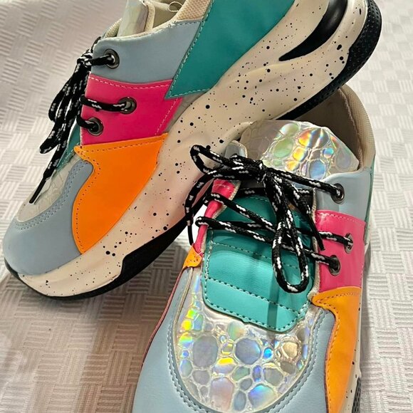 Size 8 M Women's Blue/Orange/Green/Pink Unbranded Gym Shoes - Picture 2 of 10